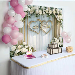 Lofaris Fond de Mariage Arqué Fleurs Blanches Mr et Mrs, Décoration de Cérémonie