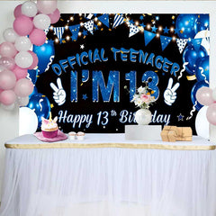 Lofaris Fond 13e Anniversaire Ballons Bleus, Official Teenager Étoiles Galaxie