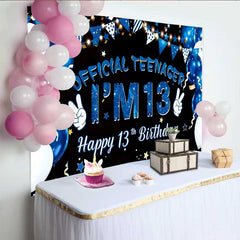 Lofaris Fond 13e Anniversaire Ballons Bleus, Official Teenager Étoiles Galaxie