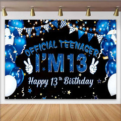 Lofaris Fond 13e Anniversaire Ballons Bleus, Official Teenager Étoiles Galaxie