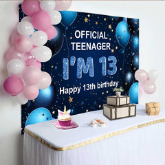 Lofaris Fond 13e Anniversaire Bleu Foncé et Or, Official Teenager Étoiles Scintillantes