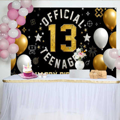 Lofaris Fond 13e Anniversaire Gaming Or et Blanc, Official Teenager Étape 13 Ans