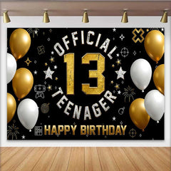 Lofaris Fond 13e Anniversaire Gaming Or et Blanc, Official Teenager Étape 13 Ans