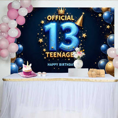 Lofaris Fond 13e Anniversaire 3D Bleu et Or, Étape Royale Official Teenager