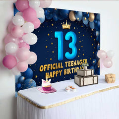 Lofaris Fond 13e Anniversaire Arche de Ballons Bleus, Étoiles d'Or Official Teenager