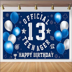 Lofaris Fond 13e Anniversaire Bleu Blanc, Thème École et Sport Official Teenager