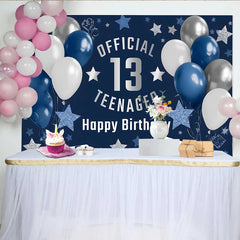 Lofaris Fond 13e Anniversaire Gaming Marine et Argent, Étoiles Scintillantes Official Teenager