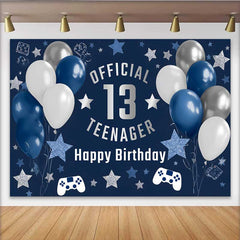 Lofaris Fond 13e Anniversaire Gaming Marine et Argent, Étoiles Scintillantes Official Teenager