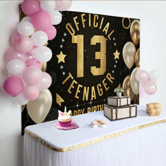 Lofaris Fond 13e Anniversaire Noir et Or, Graphisme Moderne Official Teenager