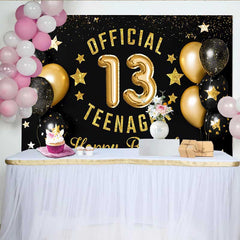 Lofaris Fond Official 13 Teenager Paillettes d'Or, Décoration de Fête Noir et Or