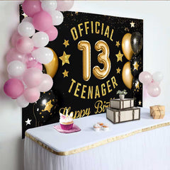 Lofaris Fond Official 13 Teenager Paillettes d'Or, Décoration de Fête Noir et Or