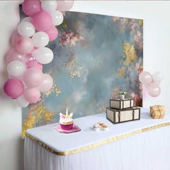 Lofaris Fond Cadre Floral Rose, Peinture à l'Huile Ciel Bleu et Gris Abstrait