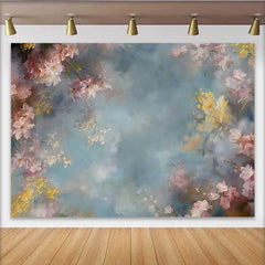 Lofaris Fond Cadre Floral Rose, Peinture à l'Huile Ciel Bleu et Gris Abstrait