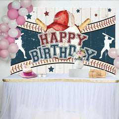 Lofaris Fond Anniversaire Baseball Vintage, Casquette Rouge et Batte de Sport