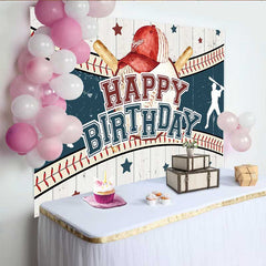 Lofaris Fond Anniversaire Baseball Vintage, Casquette Rouge et Batte de Sport