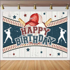 Lofaris Fond Anniversaire Baseball Vintage, Casquette Rouge et Batte de Sport