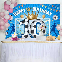 Lofaris Fond Champion de Foot 10e Anniversaire, But Bleu et Couronne d'Or