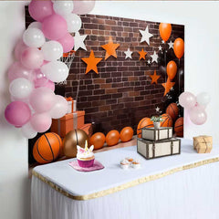 Lofaris Fond Terrain de Basket, Mur de Briques Urbain avec Équipement Sport