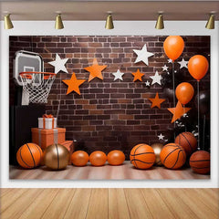 Lofaris Fond Terrain de Basket, Mur de Briques Urbain avec Équipement Sport