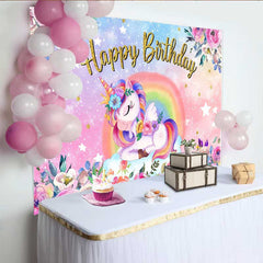 Lofaris Fond Licorne Florale Rose, Licorne Ailée et Jardin Rose