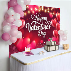 Lofaris Toile de Fond Saint-Valentin Ballons Cœur Rouge et Guirlandes, Arrière-plan Bokeh