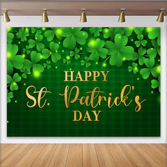 Lofaris Toile de Fond Saint-Patrick, Texte Or Happy St. Patrick's Day sur Carreaux Verts