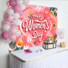 Lofaris Toile de Fond Fantaisiste Rose Journée de la Femme, Formes Abstraites et Tulipes