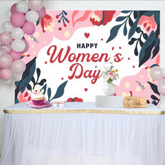Lofaris Toile de Fond Florale Abstraite Journée de la Femme, Bordure Feuilles Marine et Rose