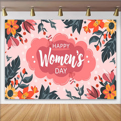 Lofaris Toile de Fond Journée de la Femme, Nuage Rose Vibrant et Bordure Florale