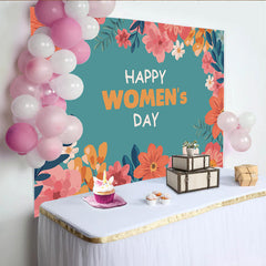 Lofaris Toile de Fond Florale Sarcelle Journée de la Femme, Cadre Fleurs Corail et Pêche