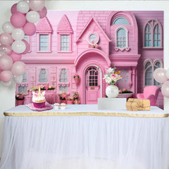 Lofaris Toile de fond Cake Smash maison de ville rose, Fond photographique élégante jardinière