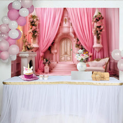 Lofaris Toile de fond Cake Smash palais rose, Fond photographique intérieur de château royal