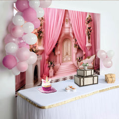 Lofaris Toile de fond Cake Smash palais rose, Fond photographique intérieur de château royal