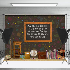 Cake Smash Rétro Bois Tableau noir Alphabet Toile de fond