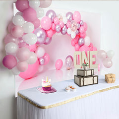 Lofaris Toile de fond Cake Smash premier anniversaire guirlande ballons rose vif, Fond fête fille panneau en bois ONE, Studio