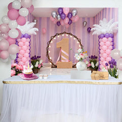 Lofaris Toile de Fond Anniversaire Floral Rose et Violet Chiffre Un Lumineux