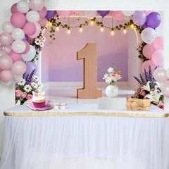 Lofaris Arche de Ballons Florale Rose et Violette Fond Premier Anniversaire