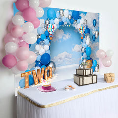 Lofaris Fond Cake Smash Montgolfière Up Up and Away Ciel Bleu Fête TWO