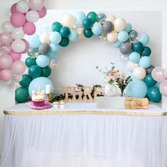 Lofaris Fond Photo Ballons Bleu et Sarcelle Signe THREE Bois Style Boho