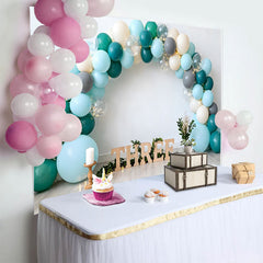 Lofaris Fond Photo Ballons Bleu et Sarcelle Signe THREE Bois Style Boho