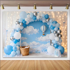 Lofaris Toile de Fond Ciel Nuages Montgolfière Premier Anniversaire Garçon