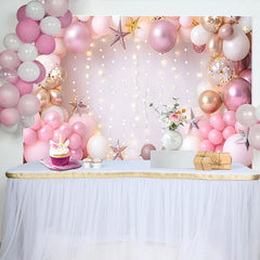 Lofaris Fond Anniversaire Princesse Arche Ballons Rose Or Étoiles Filantes