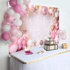 Lofaris Fond Anniversaire Princesse Arche Ballons Rose Or Étoiles Filantes