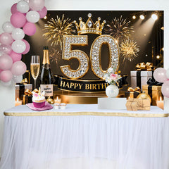 Lofaris Fond 50 ans Joyeux Anniversaire Couronne Or Cadeaux Diamant Noir Or