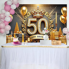 Lofaris Fond de Luxe 50 ans Couronne Or Diamants Cadeaux Noir et Or