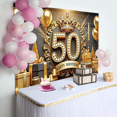 Lofaris Fond de Luxe 50 ans Couronne Or Diamants Cadeaux Noir et Or