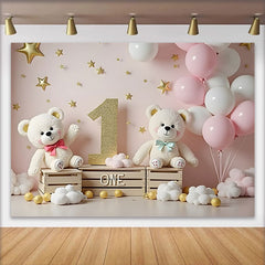 Lofaris Fond Anniversaire Bleu Marine et Or Arche de Ballons et Feuillage