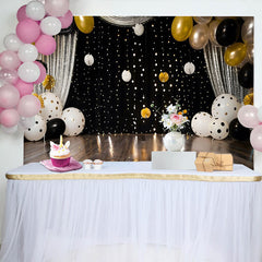 Lofaris Fond Cake Smash Ballons à Pois Rideau Argent Noir et Or