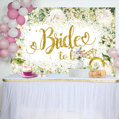 Lofaris Toile de Fond Bride to Be Or Pailleté Fleurs Blanches et Eucalyptus