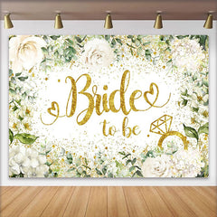 Lofaris Toile de Fond Bride to Be Or Pailleté Fleurs Blanches et Eucalyptus
